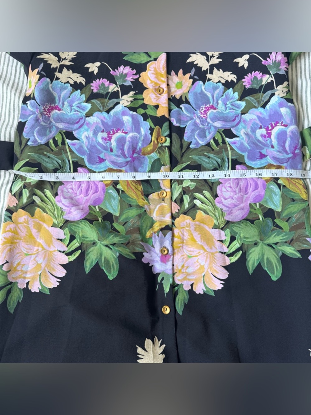Black Floral Button-Front Shirt Dress with Belt - Picture 7 of 8